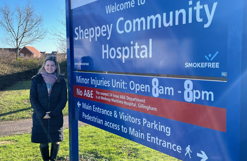 Aisha outside Sheppey Community Hospital